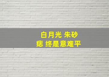 白月光 朱砂痣 终是意难平